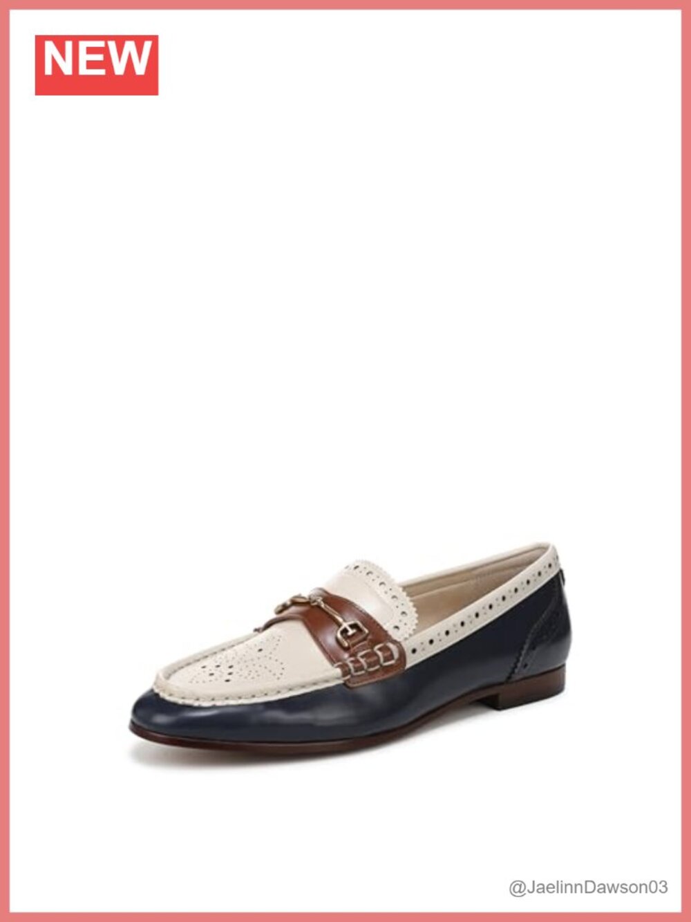 Classic Leather Loafers, Slip-On, Almond Toe, Brogue Detail, Flat Heel, Formal